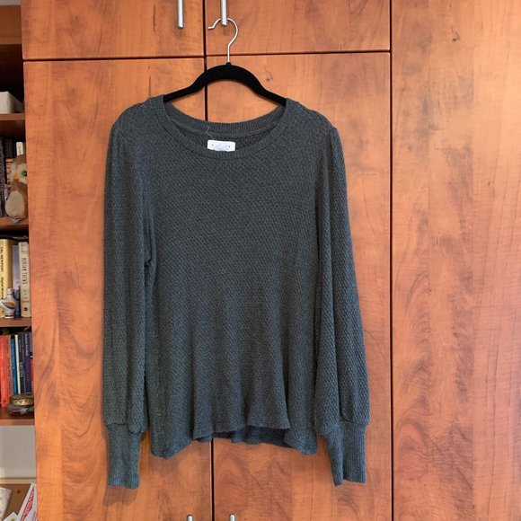 Velvet by Graham & Spencer grey waffle long sleeve shirt - Picture 8 of 9